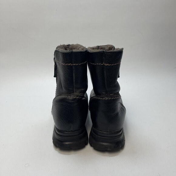 Pajar Black Utility Leather Chunky Boots Wom 7 US Warm Genuine Shearling Lining - Picture 3 of 15